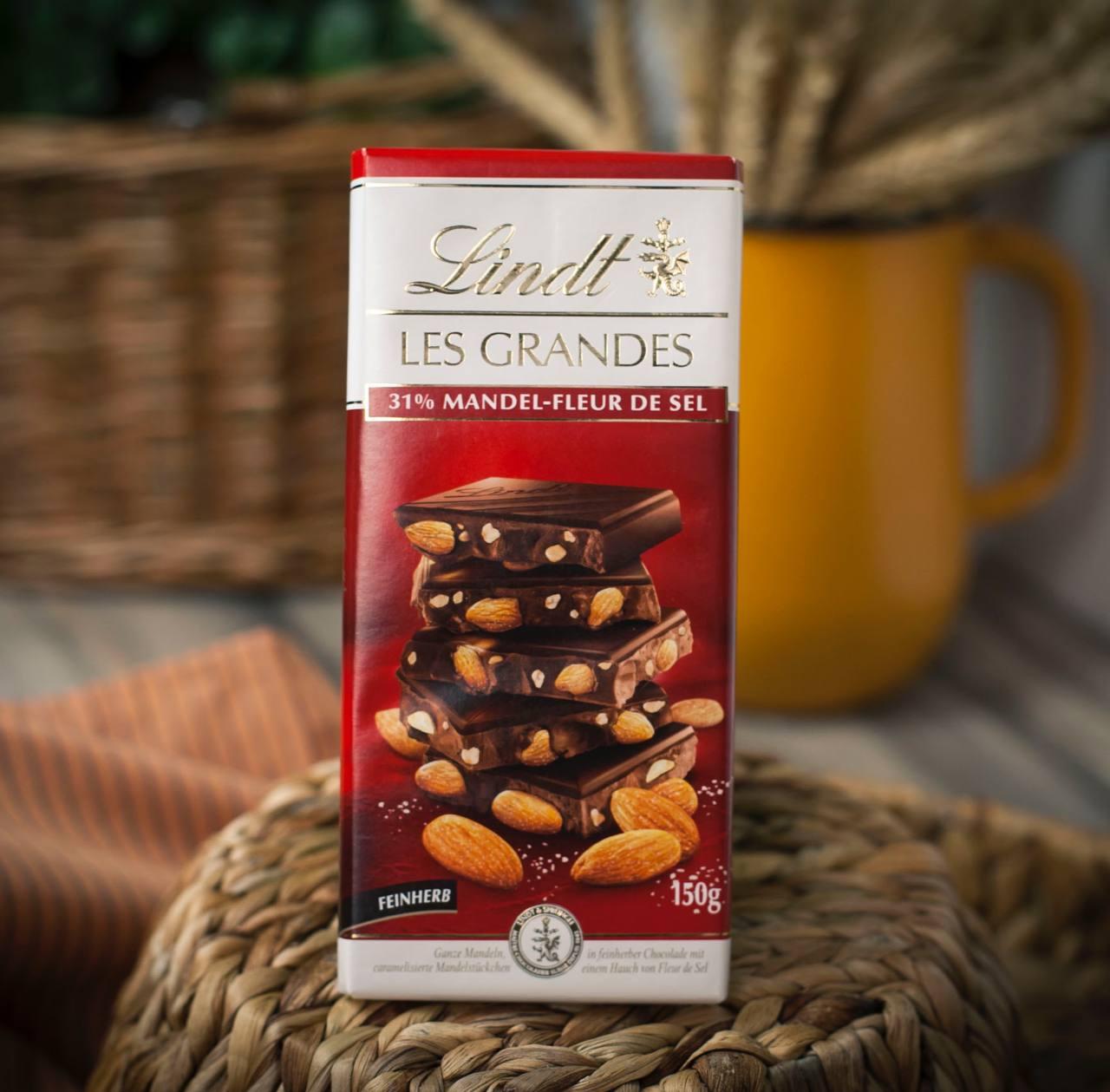 Шоколад чорний з мигдалем Lindt Les Grandes Mandel 150 г. Швейцарія, фото 1