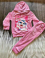 Детский розовый велюровый костюм Барби 104-110;122-128 см