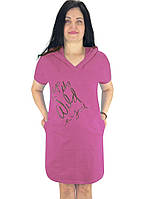 Туніка - блузка жіноча трикотажна з капюшоном 03736 Мікс стрейч котон