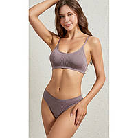 Труси та топ у рубчик Lesko 6618# L 80 ABC Ліловий безшовний комплект жіночої білизни 4 шт., фото 2