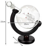 Графін для віскі Подарунковий набір з підставкою "Глобус" Malatec 22553 + 2 Склянки, Камені для охолодження та ін, фото 3