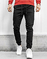 Стильні чоловічі чорні штани на манжеті звужені, модні якісні джогери джинс-бенгалін