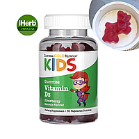 California Gold Nutrition, Вітамін D3 для дітей, без желатину, натуральний смак полуниці, 60 желейок