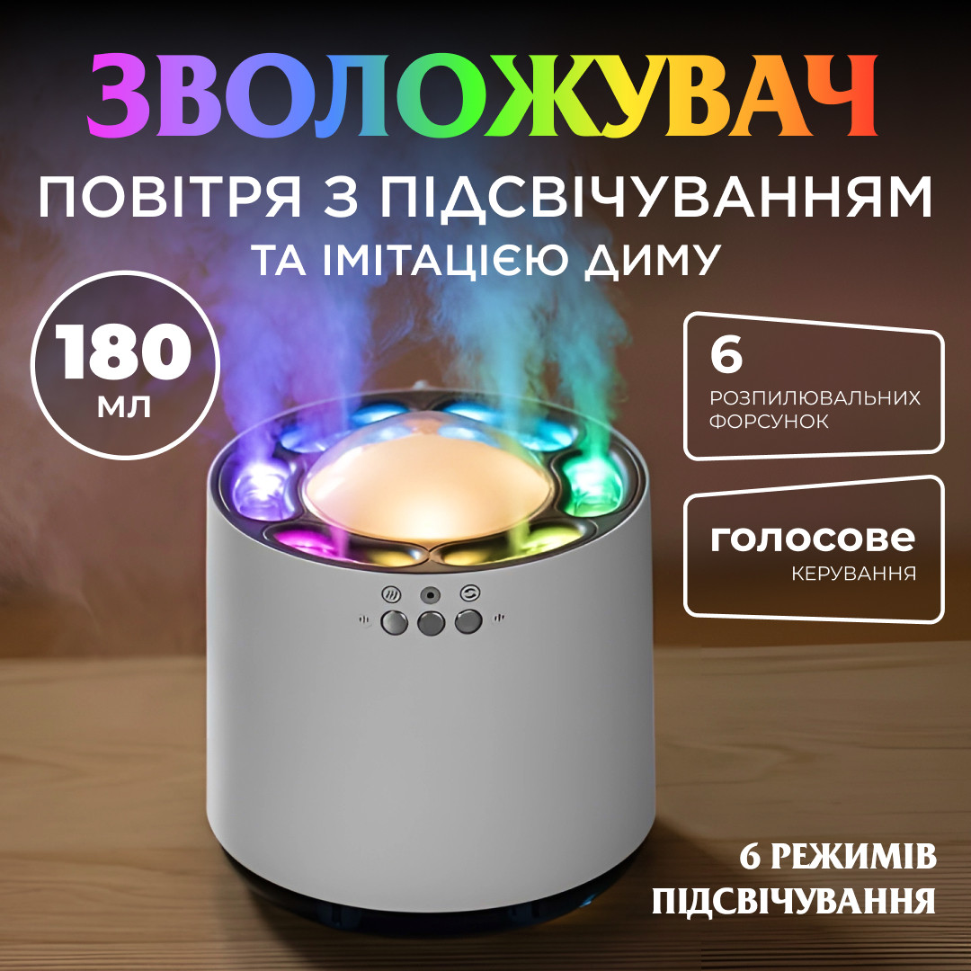 Зволожувач і очищувач повітря 800 мл аромадифузор повітрозволожувач компактний паровий аромарозпилювач Lugi