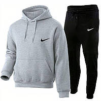 Мужской весенний спортивный костюм Nike серый хлопковый, Стильный осенний костюм Найк серый Толстовка + trek