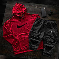 Красный демисезонный спортивный костюм Nike мужской на двунитке, Повседневный красный костюм Найк весна- trek