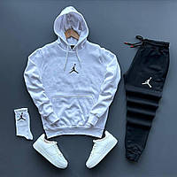 Белый спортивный костюм Jordan весенний осенний для мужчин , Черно-белый костюм Джордан Толстовка и Штан trek