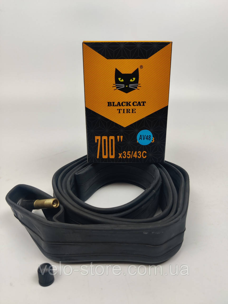 Велокамера 700 х 35/43С AV 48 Black Cat. Камера для велосипеда 700. Велосипедна камера 700х35