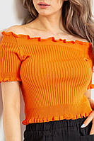 Топ жіночий ошатний у рубчик, колір оранжевий, 204R020