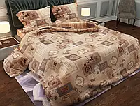 Набор двуспального постельного белья, принт винтаж беж 180*220 из Бязи Gold, от производителя Черешенка