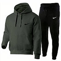 Демисезонный мужской спортивный костюм Nike зелёный повседневный, Стильный весенне-осенний костюм Найк з niki