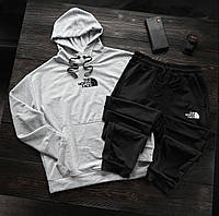 Серый демисезонный спортивный костюм The North Face мужской хлопок, Серый костюм TNF весна-осень (лого-ц niki