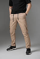 Чоловічі штани-карго бежеві Baza весняні осінні котон, Повсякденні спортивні штани бежеві з кишенями