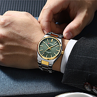 Часы мужские Curren из нержавеющей стали цвета золота наручные часы для мужчин с зелёным циферблатом