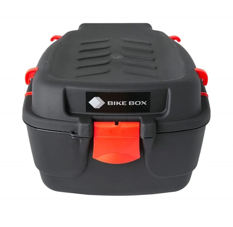 Кофр - контейнер на багажник велосипеда пластиковый черный с красным ...