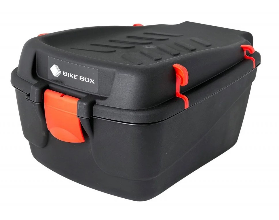 Кофр – контейнер на багажник велосипеда пластиковий чорний з червоним (20 літрів)