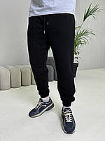 Мужские черные спортивные штаны Base весенние-осенние трехнитка, Повседневные удобные черные штаны однот niki