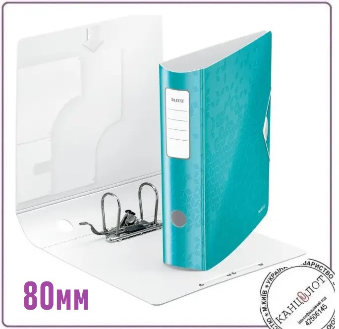 Папка-реєстратор LEITZ Active WOW, 80мм. Бірюзова., фото 1
