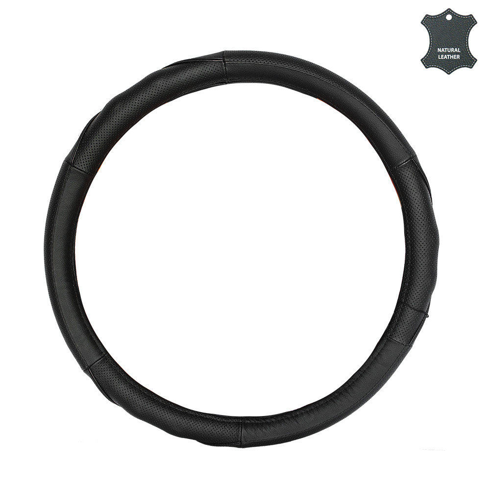 Чехол на руль 38 см М кожаный черный с перфорацией Elegant Plus EL 105 786, фото 1