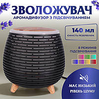Увлажнитель и очиститель воздуха 2 в 1 с подсветкой 140 мл аромадиффузор настольный • воздухоувлажнитель