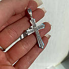 Хрест срібний з білими фіанітами і золотом Ізюм, фото 6