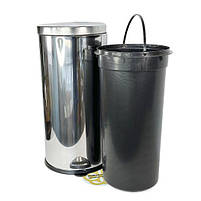 Відро для кухні відро для сміття 30Л з педаллю та мікроліфтом, нержавіюча сталь, хром VINKS, фото 4