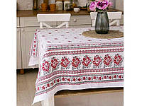 Скатертина ПЛАТКИ-ОПТ білий 1,5*1,1 лляна орнамент кухонний стіл