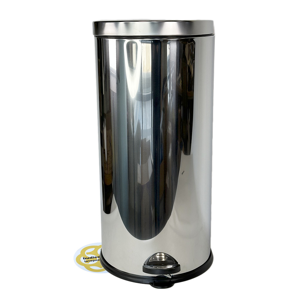 Відро для кухні відро для сміття 30Л з педаллю та мікроліфтом, нержавіюча сталь, хром VINKS, фото 1