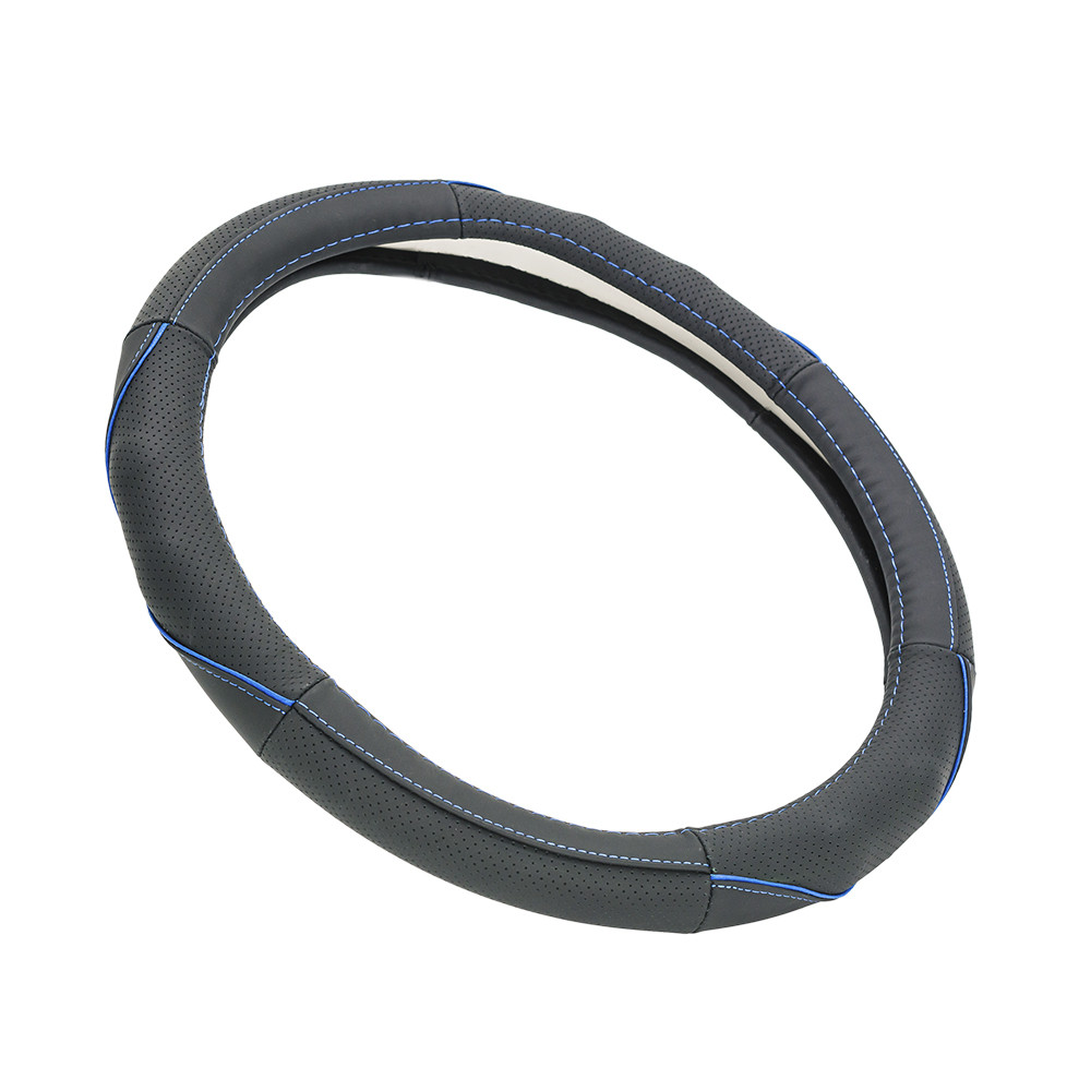 Чехол на руль кожаный 36 см S черный с синей нитью Elegant EL 105 780, фото 1