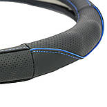 Чехол на руль кожаный 36 см S черный с синей нитью Elegant EL 105 780, фото 2