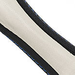 Чехол на руль кожаный 36 см S черный с синей нитью Elegant EL 105 780, фото 3