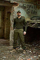 Тактический армейский костюм хаки весенне-осенний, Военная форма ЗСУ хаки для военнослужащих Лонгслив и arms