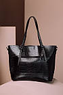 Сумка жіноча відмінної якості 33*28 см Nata Чорна рептилія, фото 2