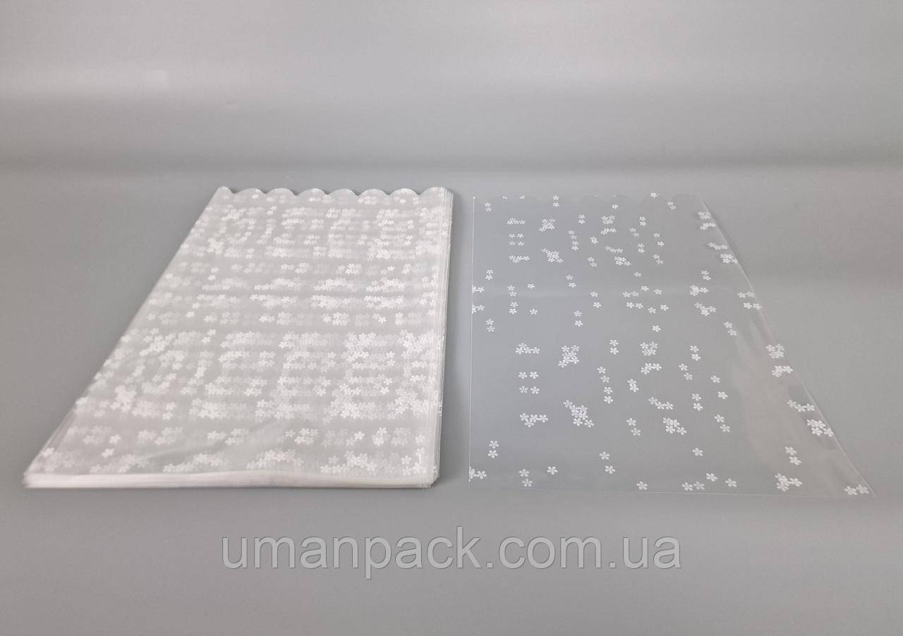 Пакет із малюнком для пакування подарунків (25*40) No388 (2) (ажурний) "Ромашка" (100 шт.)