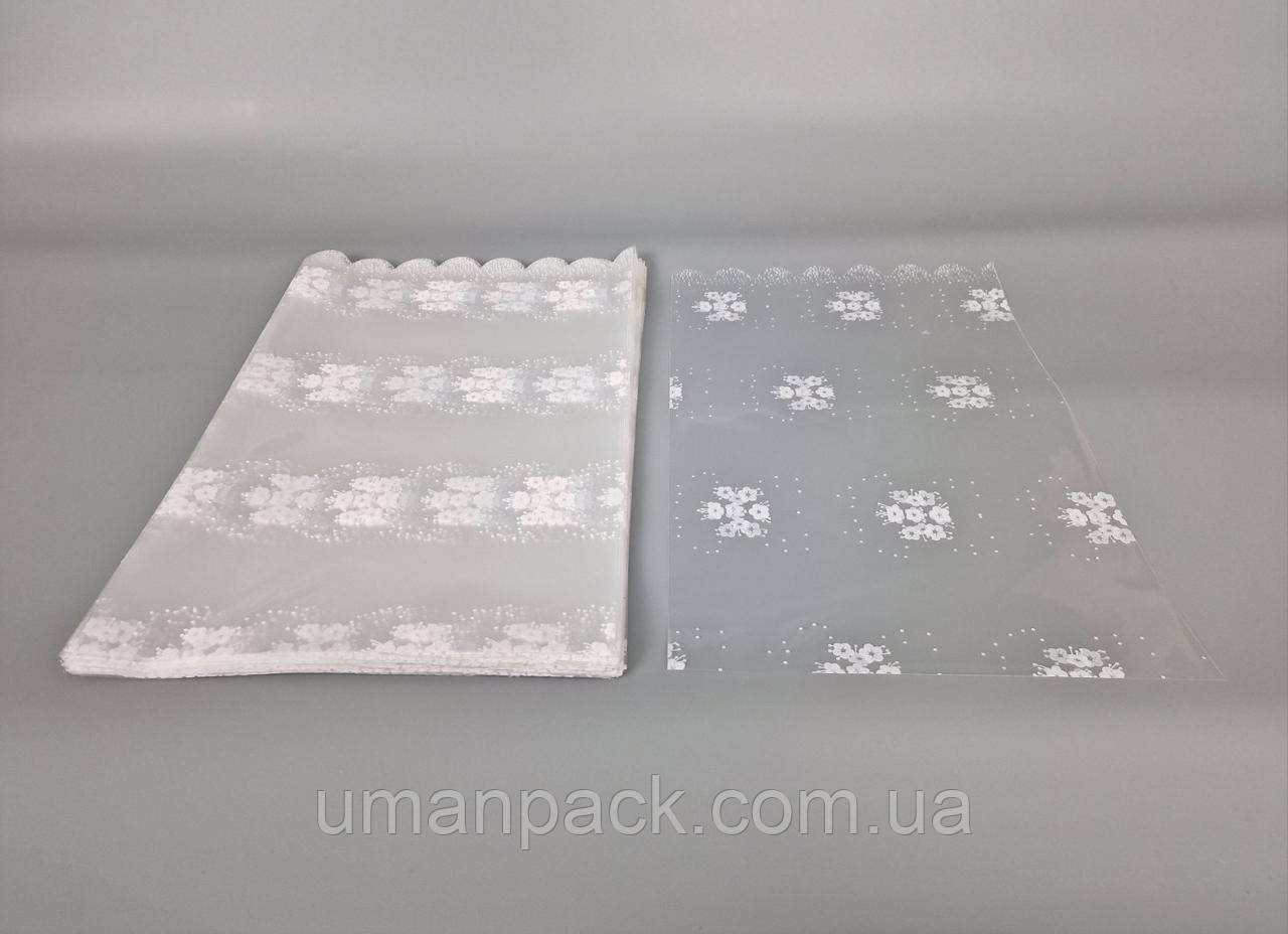 Пакет із малюнком для пакування подарунків (25*40) No388 (3) (ажурний) "Веночок" (100 шт.)