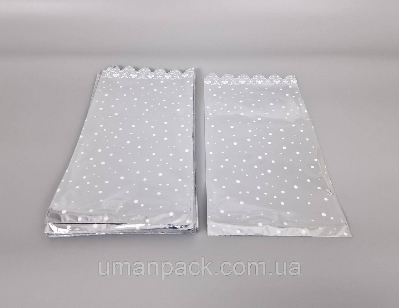 Пакет із малюнком для пакування подарунків (20*40) No151 фольгований (ажурний) "Конфеті" (100 шт)