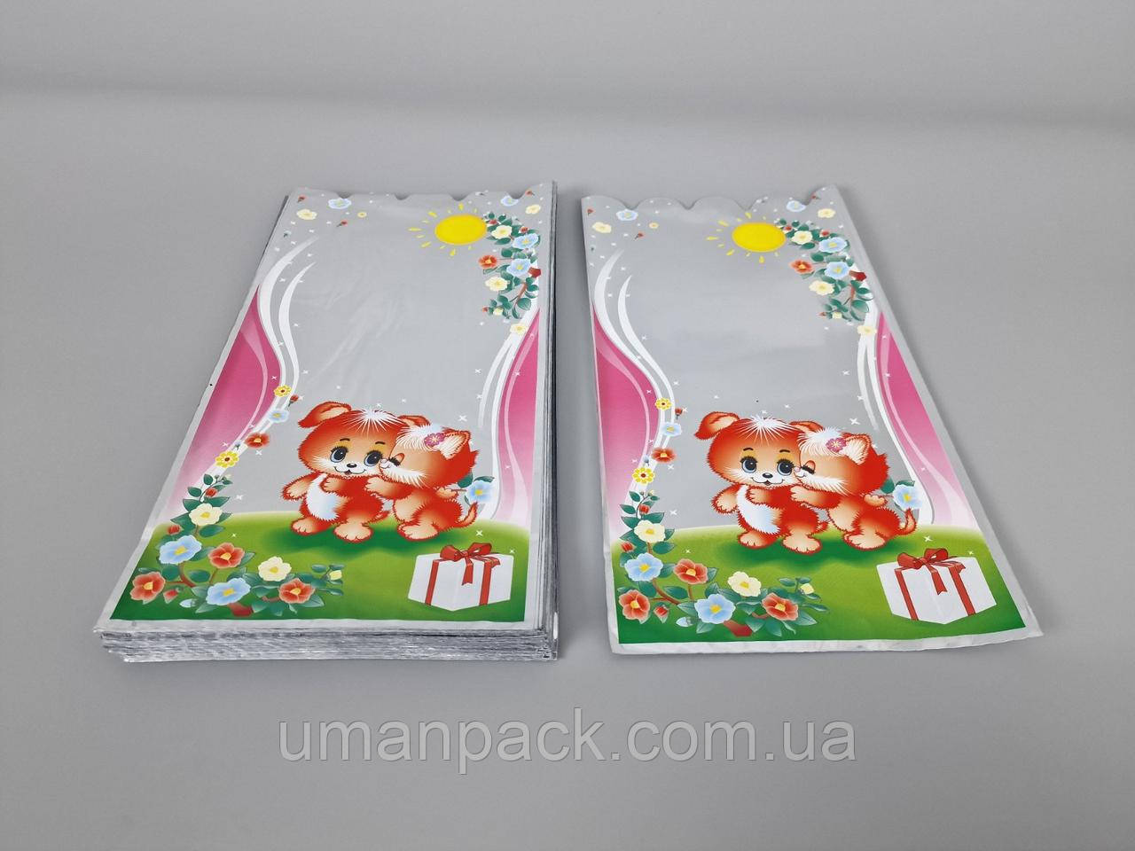 Пакет із малюнком для пакування подарунків (15*30) No416 фольгований (ажурний) "Друзі" (100 шт)