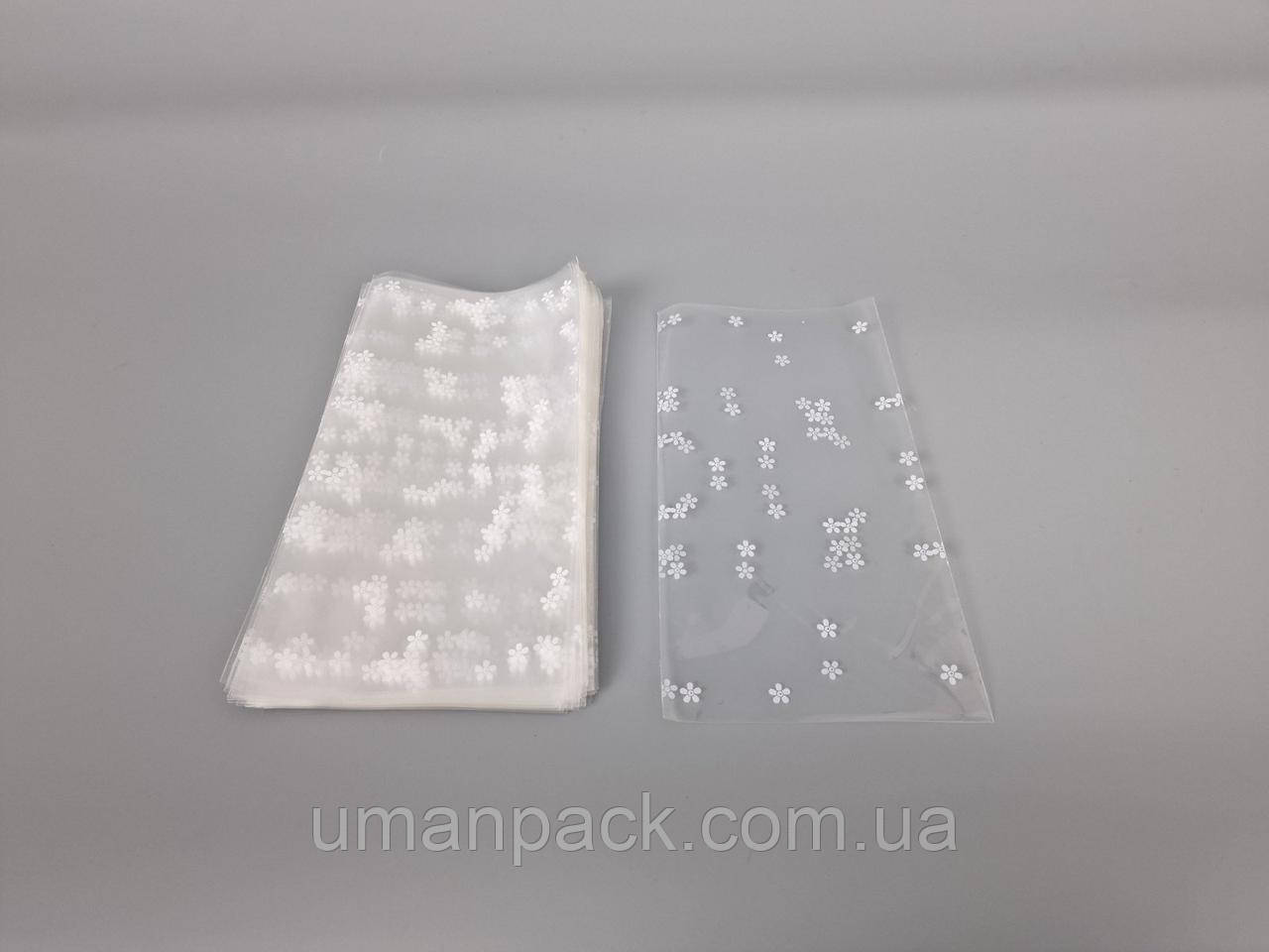 Пакет із малюнком для пакування подарунків (10*20) No003 (3) "Квіти" (100 шт.)