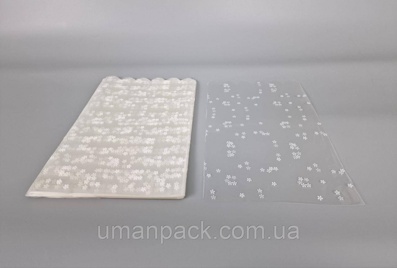 Пакет із малюнком для пакування подарунків (20*35) No383 (3) (ажурний) "Ромашка" (100 шт.)