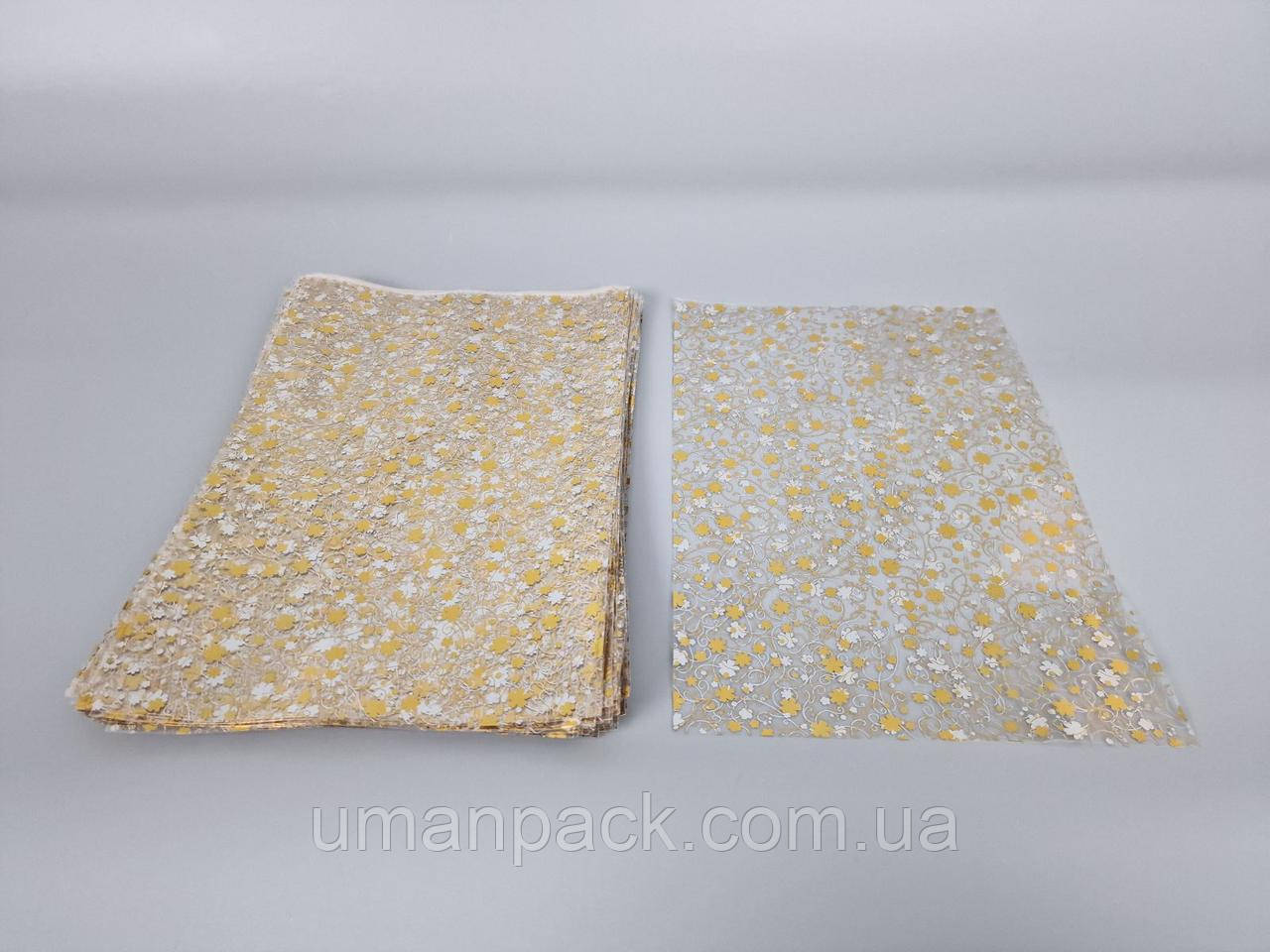 Пакет із малюнком для пакування подарунків (20*30) No382 (6) "Золоті квіти" (100 шт.)