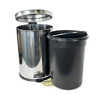 Бачок для сміття 20Л з педаллю та мікроліфтом, нержавіюча сталь, хром VINKS, фото 4