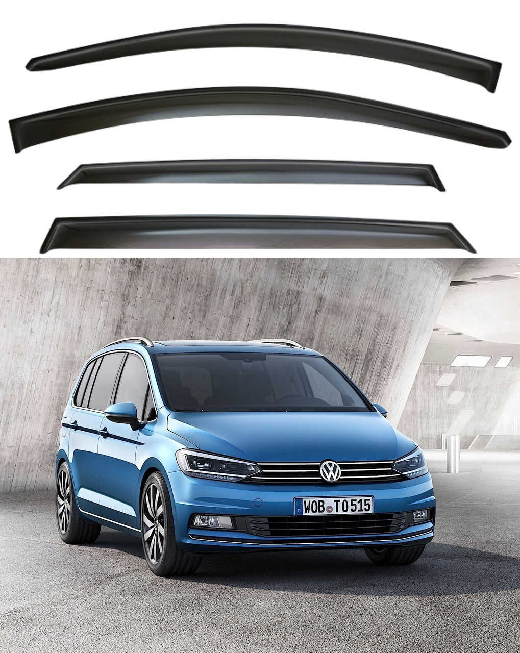 Вітровики Volkswagen Touran 2010-2015 (скотч) VIP Китай