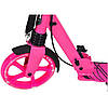 Самокат двоколісний Maraton Rider складаний з ручним гальмом дзвінком ліхтариком та підсклянником Рожевий, фото 2