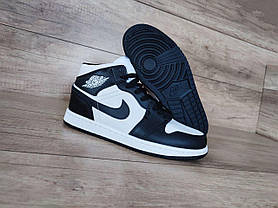 Кроссовки NIKE Air Jordan высокие ЧЕРНЫЕ на шнурках мужские унисекс демисезон натуральная кожа, фото 5