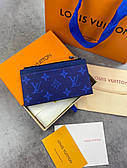 Держатель для карт и монет Louis Vuitton синий в стиле "Monogram" k264