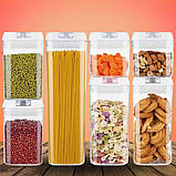 Набір герметичних контейнерів пластикових Food storage 7 шт Органайзер для зберігання сипучих продуктів та круп, фото 2