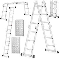Багатофункціональна шарнірна алюмінієва драбина 4x3 HIGHER ML-103A, з платформою