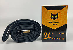 Велокамера 24х1.75 - 2.125 AV 48 Black Cat. Камера для велосипеда 24. Велосипедна камера 24