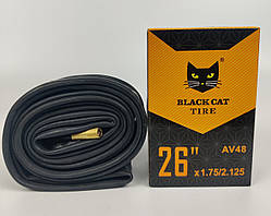 Велокамера 26х1.75 - 2.125 AV 48 Black Cat. Камера для велосипеда 26. Велосипедна камера 26