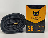 Велокамера 26х1.75 - 2.125 AV 48 Black Cat. Камера для велосипеда 26. Велосипедная камера 26